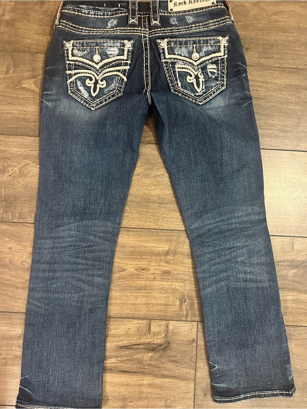 Rock Revival Women's Dark Blue Skinny Jeans with Embroidered Back Pockets